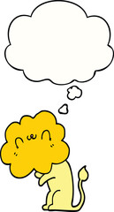 cartoon lion and thought bubble