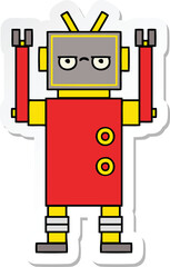 sticker of a cute cartoon annoyed robot