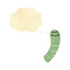 cartoon worm with thought bubble