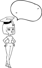 speech bubble cartoon woman with graduation cap