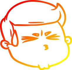 warm gradient line drawing cartoon male face