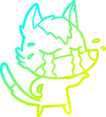 cold gradient line drawing cartoon crying wolf