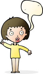 cartoon woman explaining her point with speech bubble
