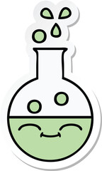 sticker of a cute cartoon test tube