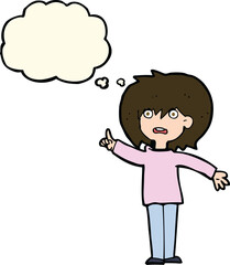 cartoon woman asking question with thought bubble