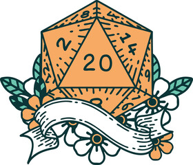 natural twenty D20 dice roll illustration