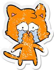 distressed sticker of a cartoon cat