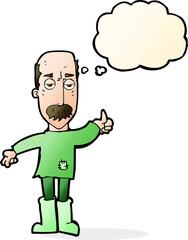 cartoon annoyed old man with thought bubble