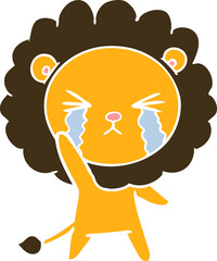 flat color style cartoon crying lion