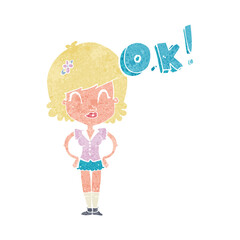 cartoon woman thinking OK