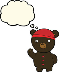 cartoon black bear cub with thought bubble