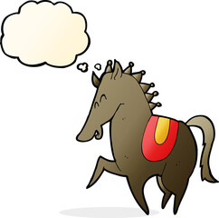 cartoon prancing horse with thought bubble