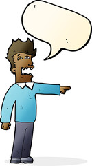 cartoon man accusing with speech bubble