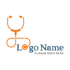 Stethoscope logo design vector, Hospital medicine icon. Doctor tool
