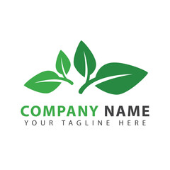 Green leaf logo design template. Ecosystem icon Vector illustration.