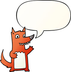 cartoon wolf and speech bubble in smooth gradient style