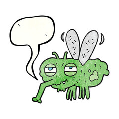speech bubble textured cartoon fly