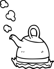 line drawing cartoon kettle on stove