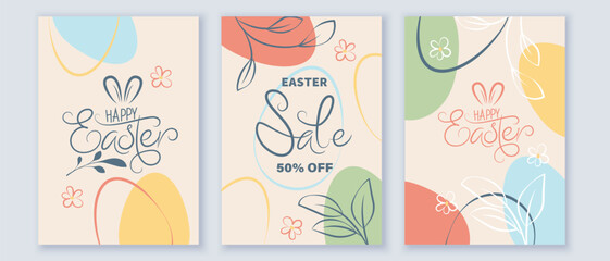 Easter holiday greeting card template. Background design for banner, cover, invitation, shop promotion.