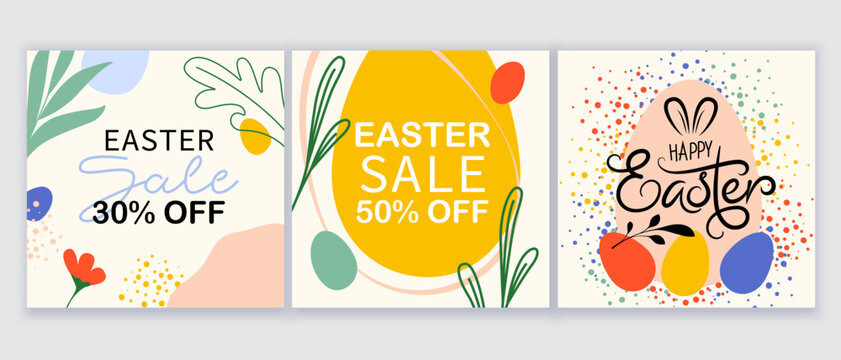 Easter holiday greeting card template. Background design for banner, cover, invitation, shop promotion.