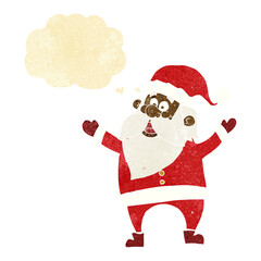 cartoon santa claus with thought bubble