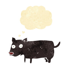 cartoon little dog with thought bubble