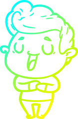cold gradient line drawing happy cartoon man