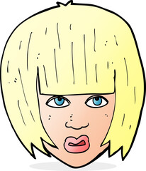 cartoon annoyed girl with big hair