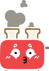 flat color retro cartoon of a toaster