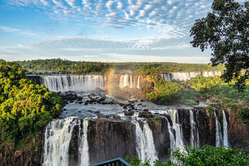 Iguazu Falls, the largest series of waterfalls of the world, located at the Brazilian and...
