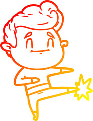 warm gradient line drawing happy cartoon man