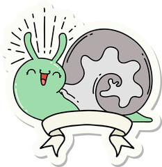 sticker of tattoo style happy snail
