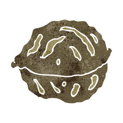 retro cartoon walnut in shell