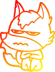 warm gradient line drawing cartoon annoyed wolf