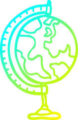 cold gradient line drawing cartoon globe