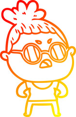 warm gradient line drawing cartoon annoyed woman