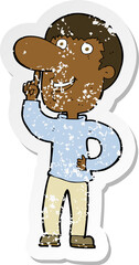 retro distressed sticker of a cartoon man with idea