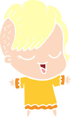 happy flat color style cartoon girl