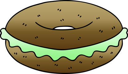 quirky gradient shaded cartoon bagel