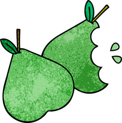 retro grunge texture cartoon green pear