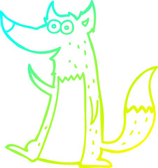 cold gradient line drawing cartoon wolf