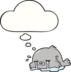 cartoon crying fish and thought bubble