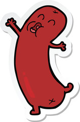sticker of a cartoon dancing sausage