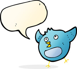 cartoon happy bird with speech bubble