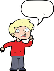 cartoon boy posing for photo with speech bubble