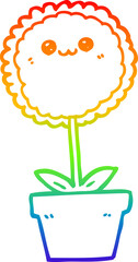 rainbow gradient line drawing cartoon flower