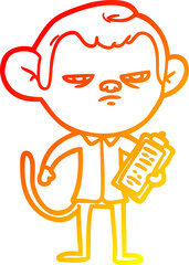 warm gradient line drawing cartoon annoyed monkey boss