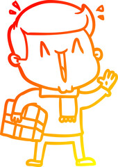 warm gradient line drawing cartoon excited man