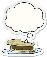 cartoon meat pie and thought bubble as a printed sticker