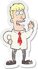 retro distressed sticker of a cartoon businessman